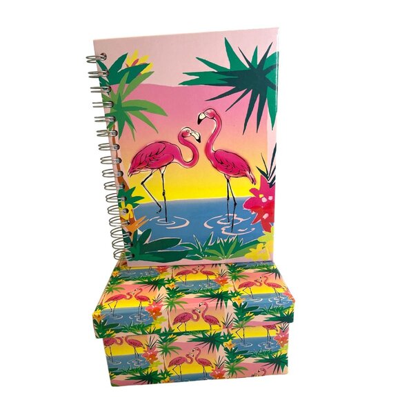 Desk Storage Organization Box Set Pink Flamingo Photo Notebook Journal Duster - Picture 4 of 14